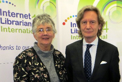 Lucy Tedd and Prof Blaise Cronin at the Awards ceremony