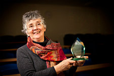 Lucy Tedd with her award for 20 years as Editor of Program