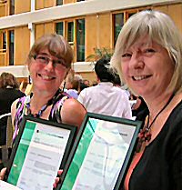 Judy Broady-Preston and Gill Hallam at the Emerald Awards ceremony in Gothenburg
