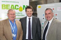 L to R Professor Wayne Powell, Director of IBERS, Alun Davies AM, Deputy Minister for European Programmes and Mark Williams MP at the opening of BEACON