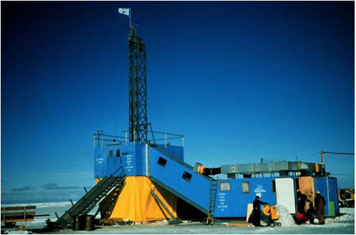 Drilling site at Cape Roberts, western Ross Sea, Antarctica. Photo: P. J. Barrett.