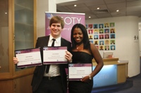 Lynn Abhulimen and Jamie Barker, winners of the Student Employee of the Year Awards 2011