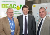 L to R Professor Wayne Powell, Director of IBERS, Alun Davies AM, Deputy Minister for European Programmes and Mark Williams MP at the opening of BEACON.