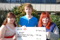Aberystwyth University students and winning volunteers Emma Bradshaw, Ben Stevens and Kelly Jones.