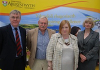 L to R. Professor John Harries, Chief Scientific Advisor to the Welsh Government, Professor Wayne Powell, Director of IBERS, Welsh Government Minister Edwina Hart AM and Professor April McMahon, Vice-Chancellor of Aberystwyth University.