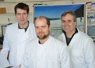 Dr Arwyn Edwards, Simon Cameron and Dr Luis Mur of IBERS
