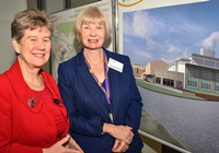 Welsh Government Minister Jane Hutt (left) and Professor April McMahon Vice-Chancellor of Aberystwyth University