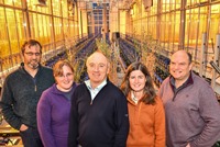 Professor Athole Marshall with oat breeding team members in the BBSRC funded National Plant Phenomics Centre at IBERS