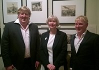 Left to right: Professor Robert Meyrick, Professor April McMahon and Dr Harry Heuser at the Royal Academy of Arts private view.
