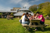 Students on the Penglais campus of Aberystwyth University