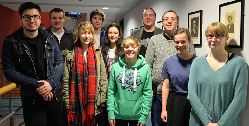 The crew that will be travelling out to Yosano, with Creative Writing lecturer Dr Val Nolan (right) and Professor Gary Rawnsley (third from right)