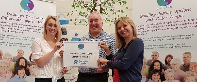Dementia friendly; members of the Dewis Choice project (left to right) Rebecca Zerk, Alan Clarke and Sarah Wydall.