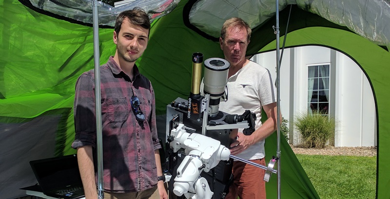 Joe Hutton (Left) and Steve Fearn from the Department of Physics during last minute preparations in Boulder Colorado for the total eclipse on Monday 21 August