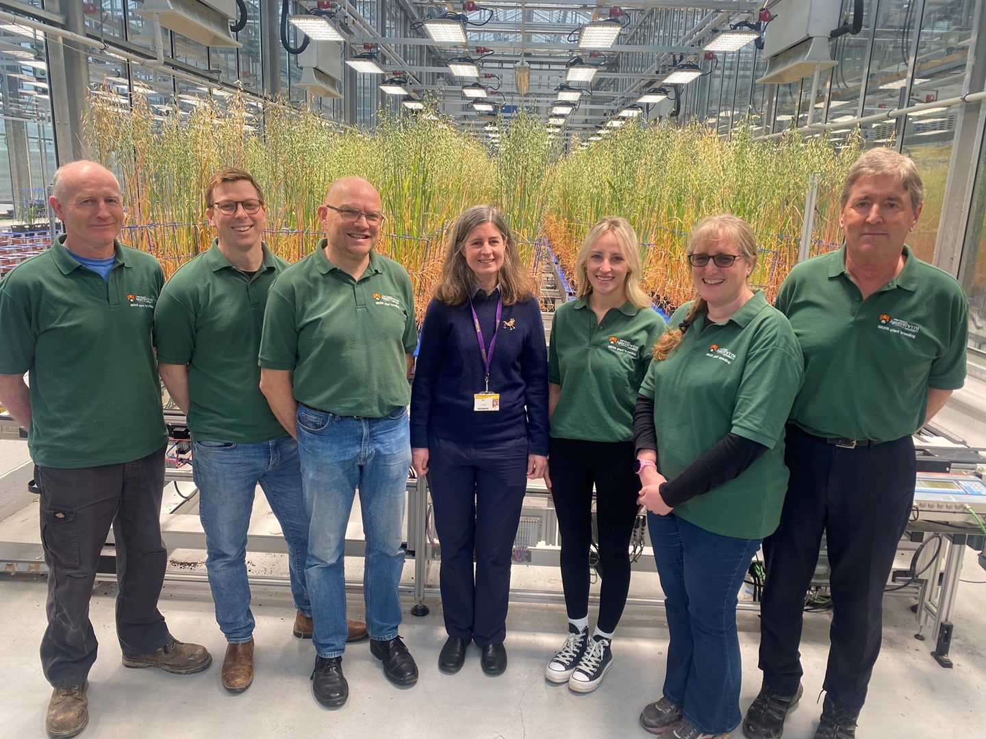 Dr Catherine Howarth from IBERS at Aberystwyth University with the rest of the oat breeding team.