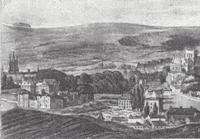 Rhan o’r ysgythriad ‘View from St. Giles's Hill’, a gyhoeddwyd yng nghyfrol Charles Ball, An Historical account of Winchester, with descriptive walks (Winchester, 1818), a seiliwyd ar aquatint gan C. F. Porden.
