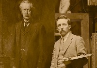 Christopher Williams yn gweithio ar bortread o Lloyd George.