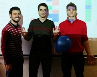 Cystadleuwyr Prifysgol Aberystwyth, Bruno Smarsaro Bazelato, Nedialko Petrov a Tomas Mikalauskas