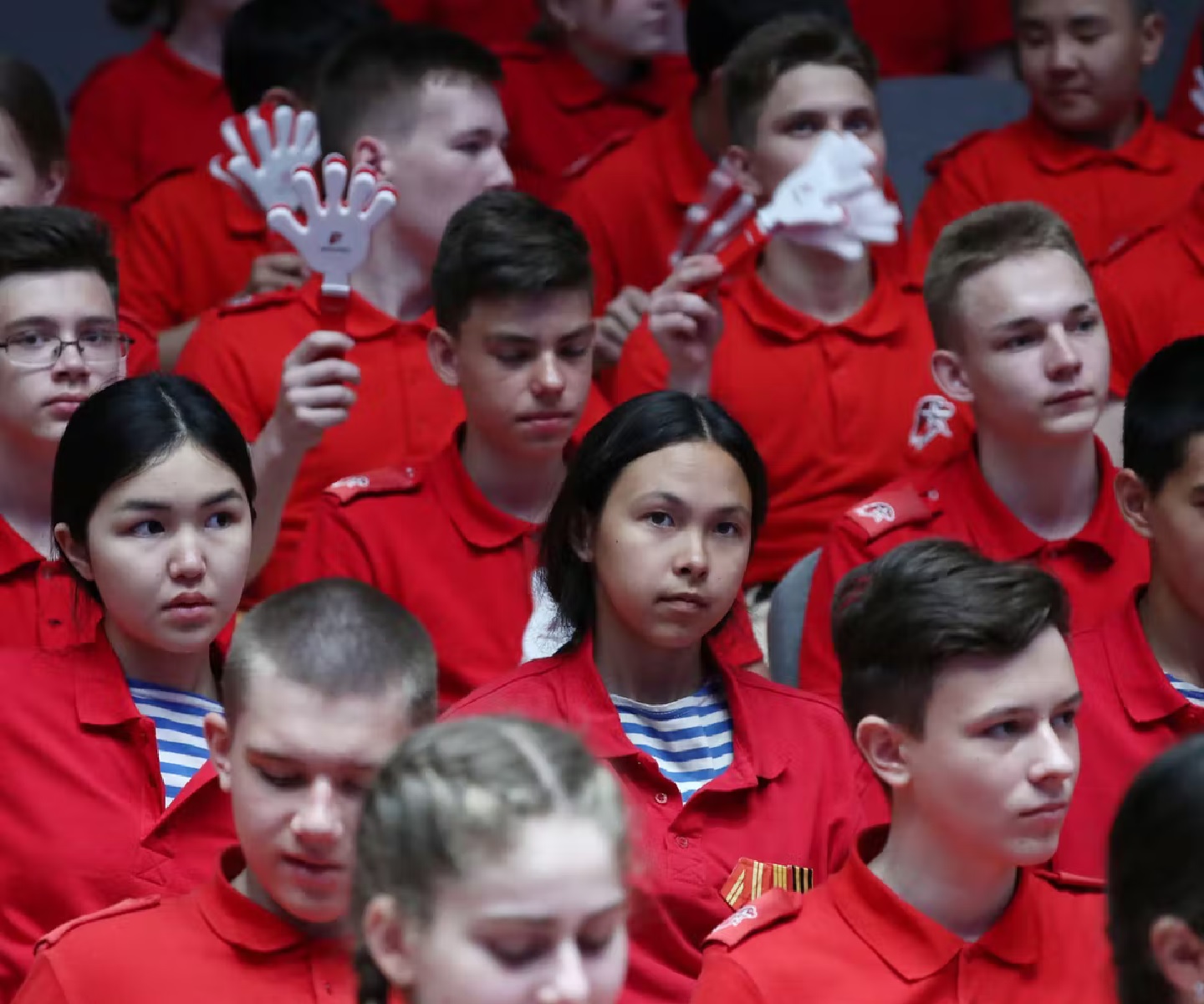 Generation ‘Z’: members of Russia’s Young Army Military Patriotic Movement at a rally in 2021. Mikhail Tereshchenko/TASS/Alamy Live News