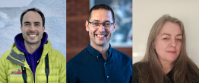 O chwith i dde: Dr Gui Bortolotto, Dr Andrew Filmer, Dr Judith Roberts