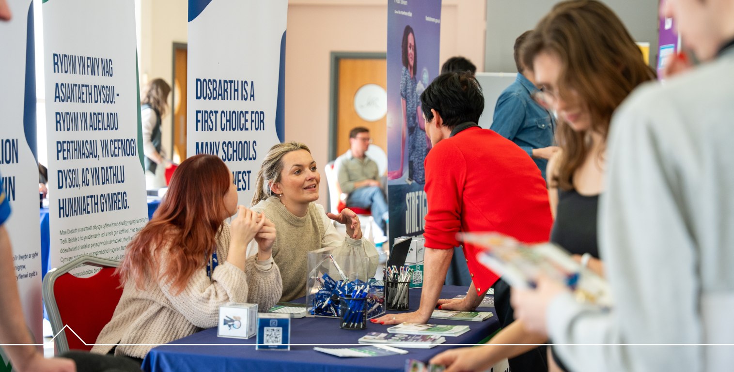 Students talking to employers at the Careers Fair