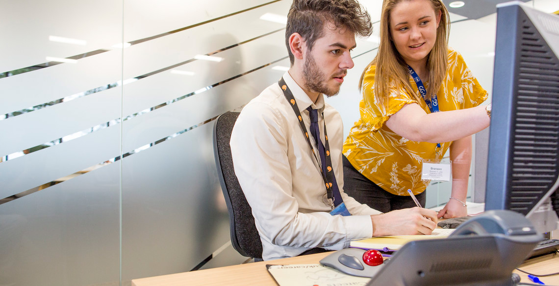 Young people working in an office