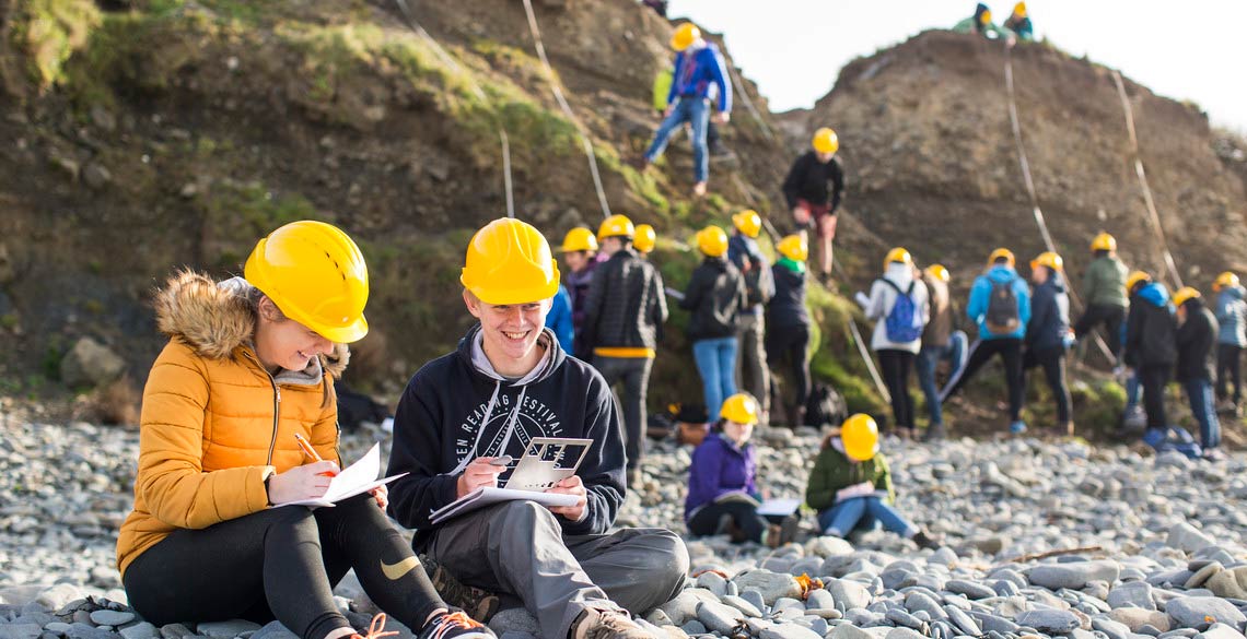 Students doing fieldwork on Clarch beach