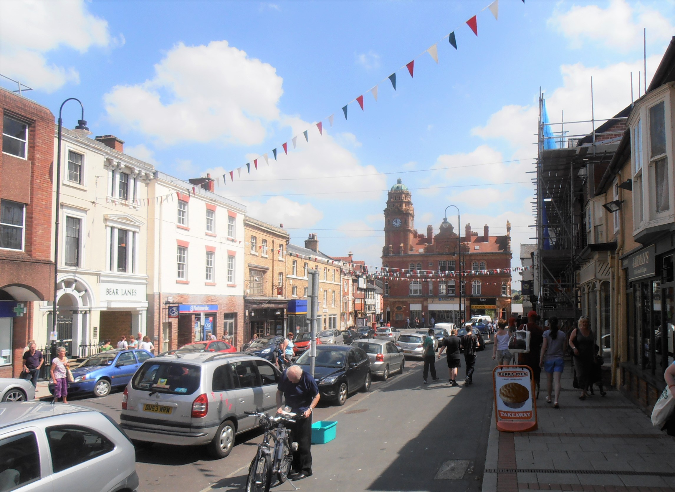 The High Street in Newtown, Powys