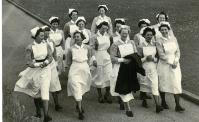 Nurses from Cefn Coed Hospital walk across the grounds. Swansea Bay University Health Board Heritage Team, courtesy of Swansea Evening Post