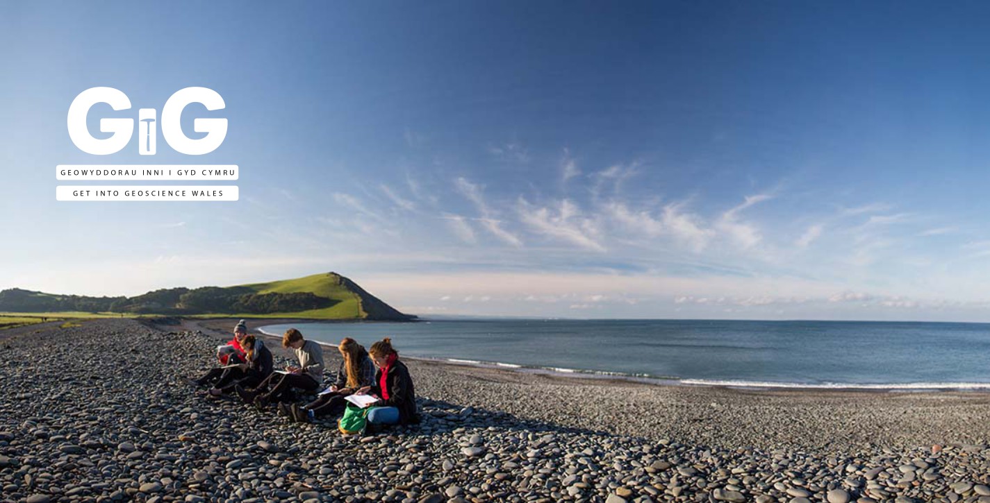 A group of students undertaking fieldwork in Aberystwyth