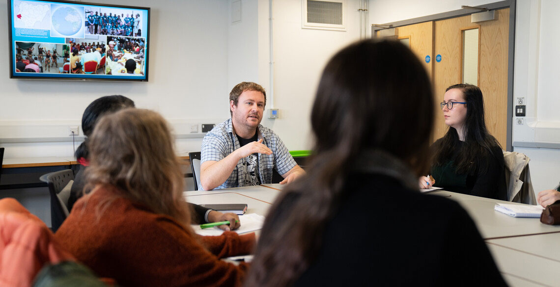 Students having a discussion in a classroom