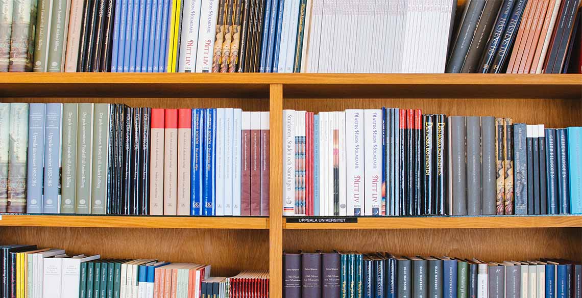 Shelves of books in a library