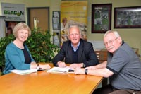 Lord Cameron meets with Professor April McMahon, Vice-Chancellor and Professor Wayne Powell, IBERS Director