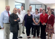 Winners of Best Poster Presentation (Magda Dudek, Laura Lyons and Eleri Price) are pictured with Prof. Paul Shaw and members of the EAB: from left, Mr Timothy Brain, Prof. J Steve Jones FRS, Dr Jim Peacock FAAS FRS FAATSE COA, Mr Steve Visscher CBE, Mr John Lloyd Jones, Prof Richard Flavell FRS and Dr Barbara Mazur.