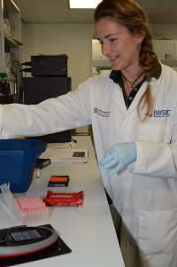 Ilze Skujina at work in the lab