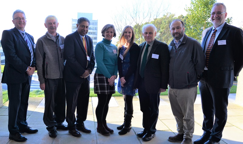 Pictured left to right after the consultancy meeting are Professor John Grattan, Pro Vice-Chancellor at Aberystwyth University; Professor Will Haresign, Welsh Veterinary Science Centres; Dr Robert Abayasekara, RVC; Kate Sullivan, Ystwyth Veterinary Practice; Hazel Wright, Farmers’ Union of Wales; Les Eckford, British Veterinary Association; Phil Thomas, Iechyd Da; Professor Mike Rose, IBERS.