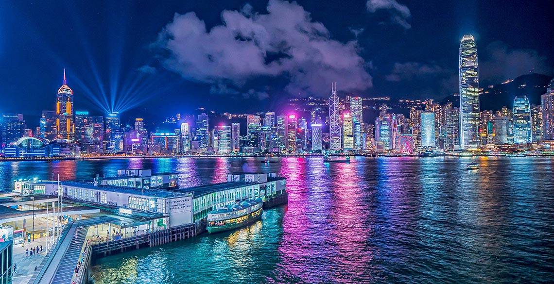 Hong Kong harbour at night