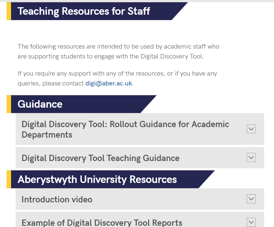 Webpage containing all the teaching resources.