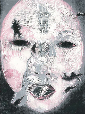 Mask Knot, screenprint by Wuon-Gean Ho, 2009