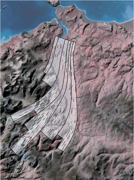 Palaeogeographical reconstruction of a palaeo-ice stream that existed during the Late Devensian in the Conwy Valley, North Wales.