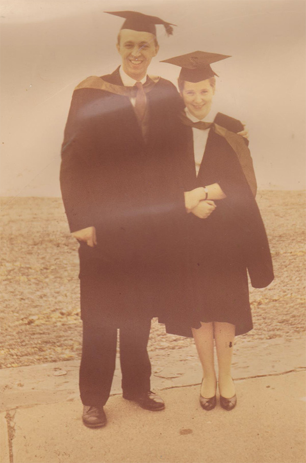 John and Annabel at Annabel’s Graduation in Aber, 1960. John was acting as marshal at the ceremony in the old King’s Hall.