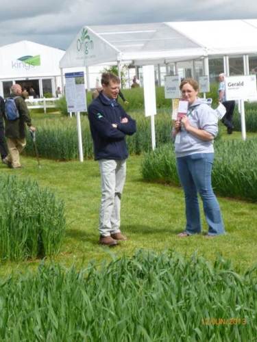 Irene Griffiths engages with ADAS colleagues in the field trials