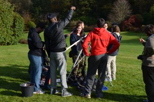 First Year Students arming their ping pong ball cannon at Gregynog 