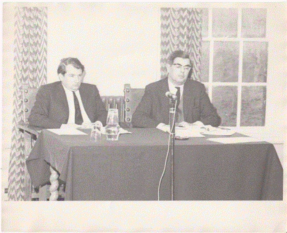 50th anniversary of the formation of the Department of International Politics, Gregynog, 1969. The figure on the left is J.C. Garnett. 