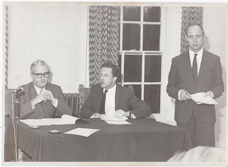 50th anniversary of the formation of the Department of International Politics, Gregynog, 1969. Features Brian Porter (standing). 