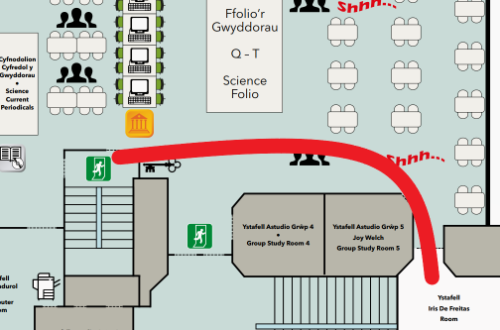 Floor map of Level E showing route to IdF 