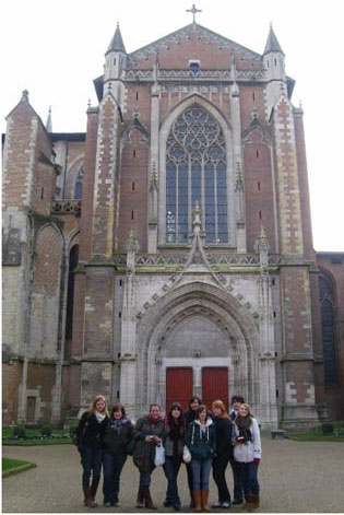 People in front of a church