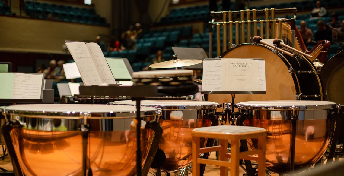 Orchestra set up on stage