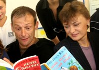 New Director Lynwen Rees Jones (right) with Alun Elidir at a recent book launch