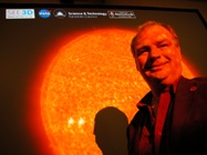 Dr Andy Breen casts a shadow over an image of the Sun