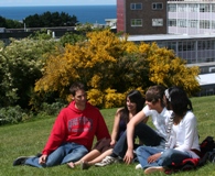 Students on Aberystwyth University's campus